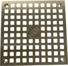Zurn Square Grate, Nickel Bronze 6-11/16" OD, 4 Screws, 6" Distance Between Screws