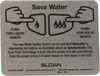 Sloan English Operation Instruction Plate WES-19