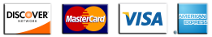 Discover, Mastercard, Visa, and American Express logos